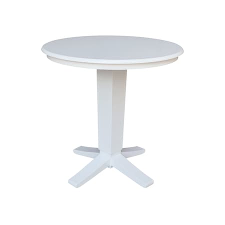 International Concepts 36 in. Solid Wood Round Top Pedestal Dining Table - 35.9 in. High, White K08-36RT-23B-36